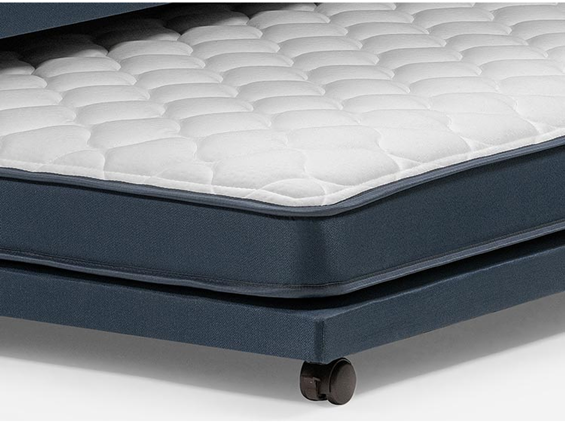 JUEGO DE DORMITORIO ROSEN CAMA DIVAN INDIE 1.5 PLAZAS AZUL + SET FERRARA 10