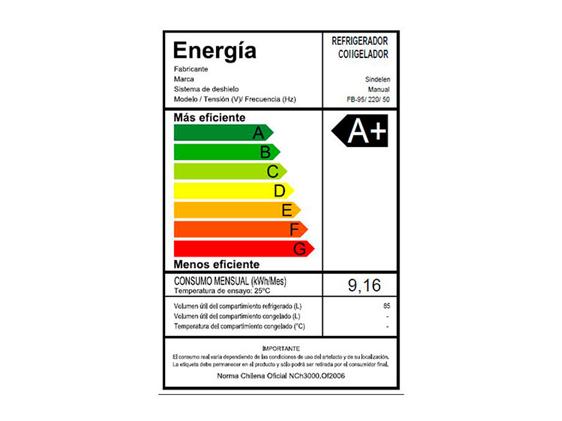 FRIGOBAR SINDELEN 85 L FB-95 BL 3