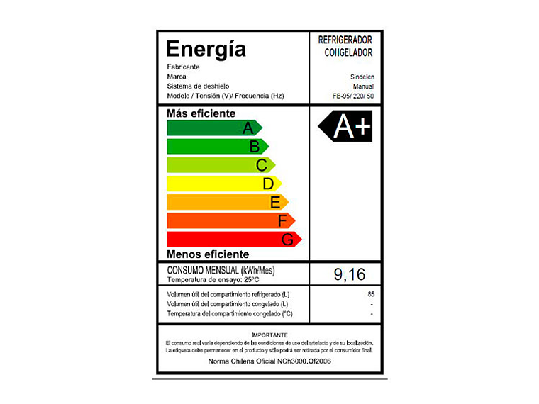 FRIGOBAR SINDELEN 85 L FB-95 BL 3