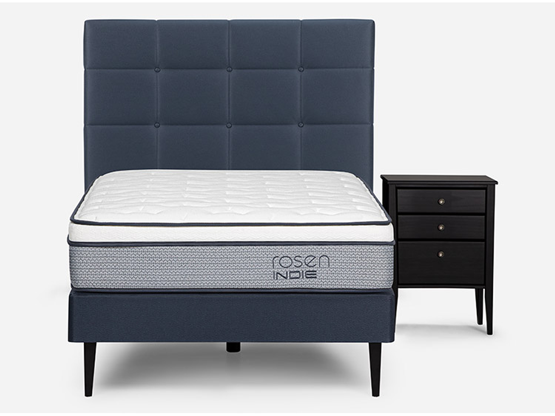 JUEGO DE DORMITORIO ROSEN CAMA EUROPEA INDIE 1.5 PLAZAS + SET ISSEY AZUL 1