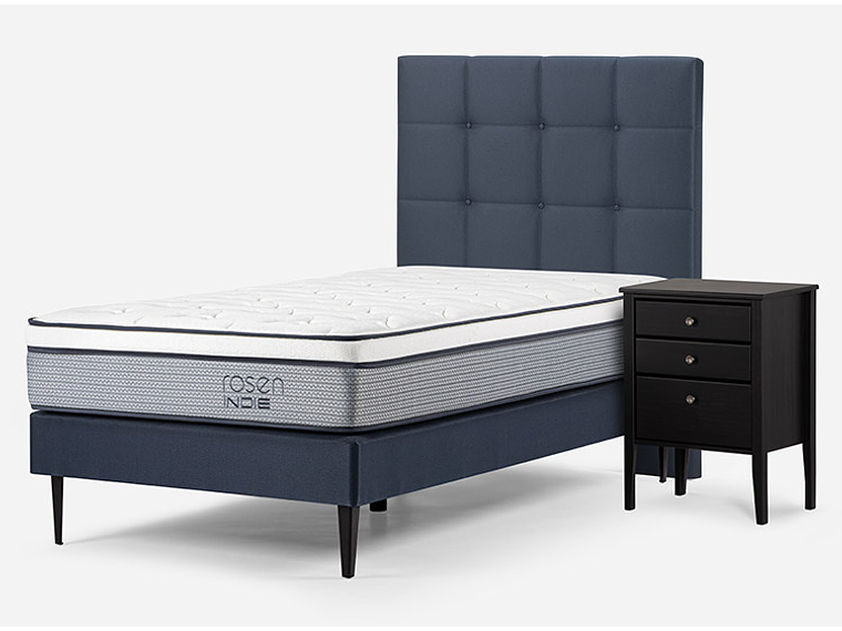 JUEGO DE DORMITORIO ROSEN CAMA EUROPEA INDIE 1.5 PLAZAS + SET ISSEY AZUL 2