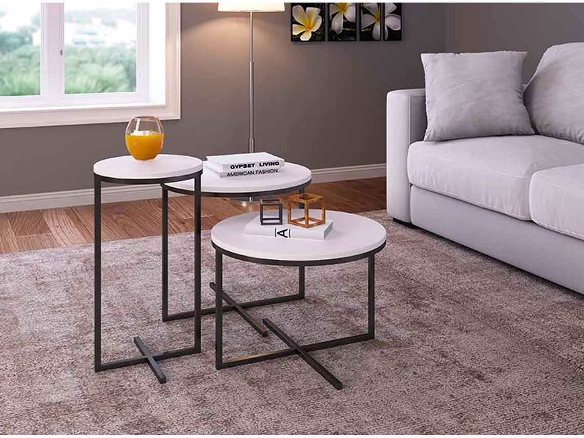 SET 3 MESAS DE CENTRO DECOCASA VOLPI NEGRO 50 X 50 CM 1