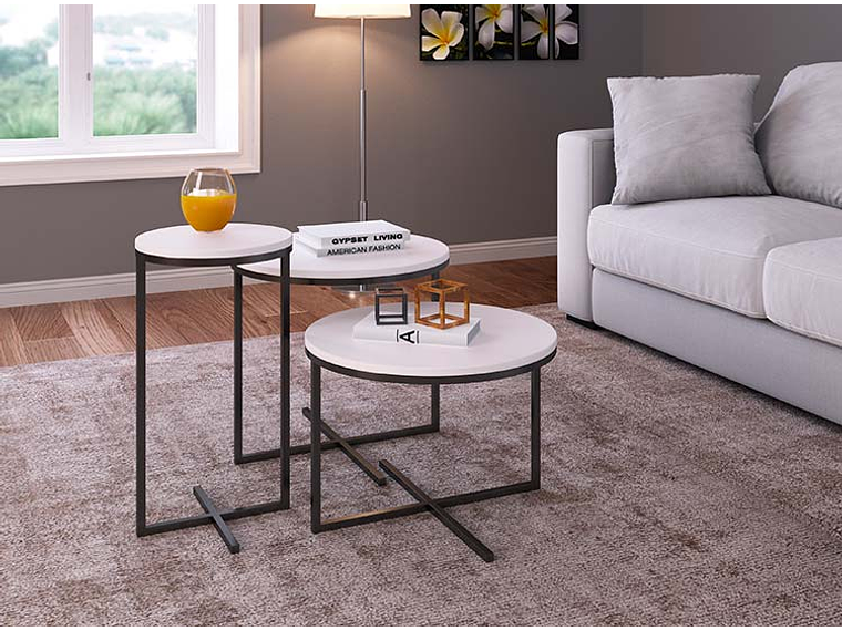 SET 3 MESAS DE CENTRO DECOCASA VOLPI NEGRO 50 X 50 CM 1