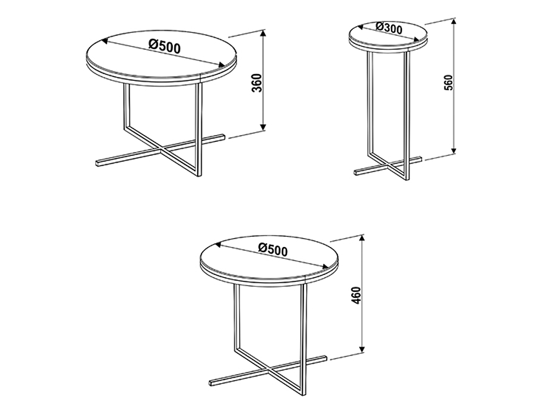 SET 3 MESAS DE CENTRO DECOCASA VOLPI NEGRO 50 X 50 CM 3