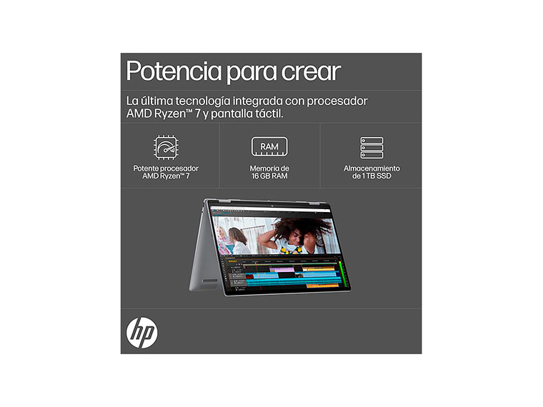 NOTEBOOK HP ENVY X360 16-AD0003LA AMD RYZEN 7 16 GB RAM 1 TB SSD PANTALLA TOUCH 16