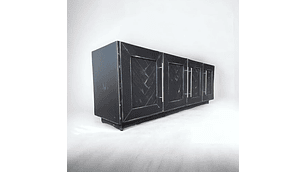 BUFFET TAIKKEE MADERA PINO NEGRO RÚSTICO ESTILO MOSAICO DECAPADO