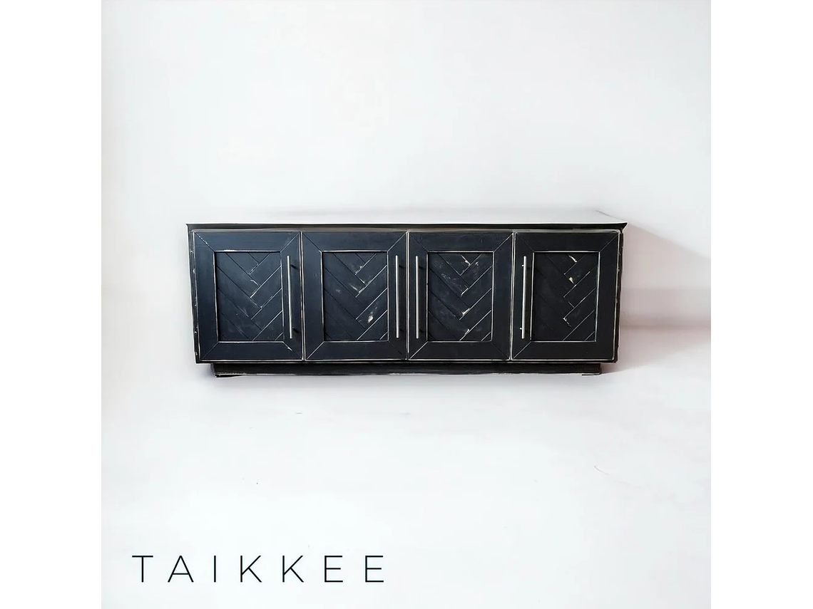 BUFFET TAIKKEE MADERA PINO NEGRO RÚSTICO ESTILO MOSAICO DECAPADO 3