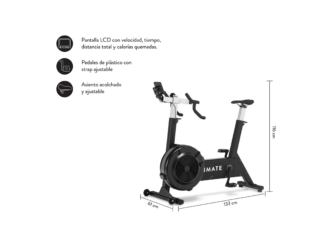 BICICLETA ESTÁTICA ULTIMATE FITNESS AB CAPACIDAD 160 KG AIR BIKE 3