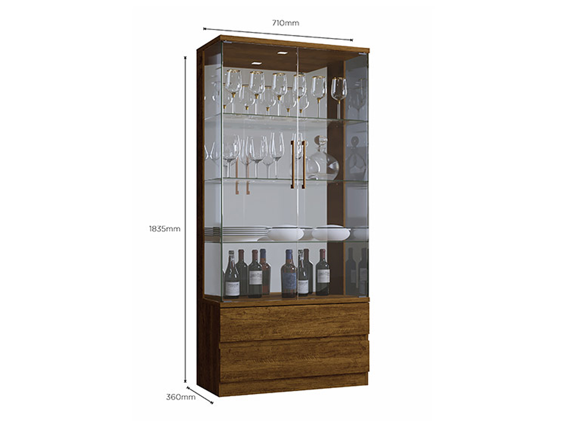 VITRINA DI PORETTI DESIGN DIAMANTE 2 PUERTAS 2 CAJONES 2