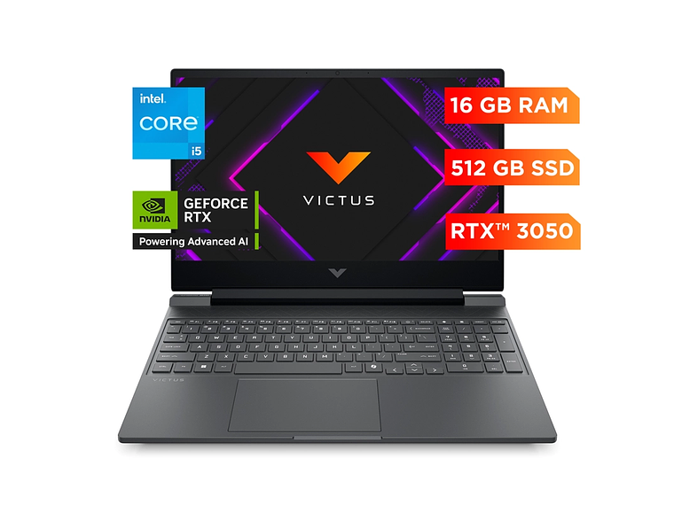 NOTEBOOK HP GAMER VICTUS 15-FA2014LA INTEL CORE I5 16GB RAM 512GB SSD RTX3050 6GB WINDOWS 11 HOME 6