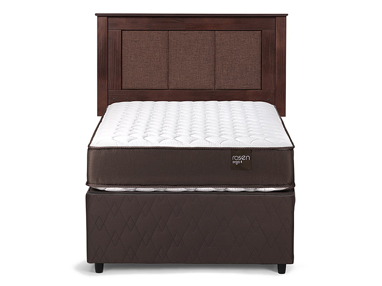 JUEGO DE DORMITORIO ROSEN CAMA DIVAN ERGO T 1.5 PLAZAS CAFÉ + RESPALDO RACHEL 1
