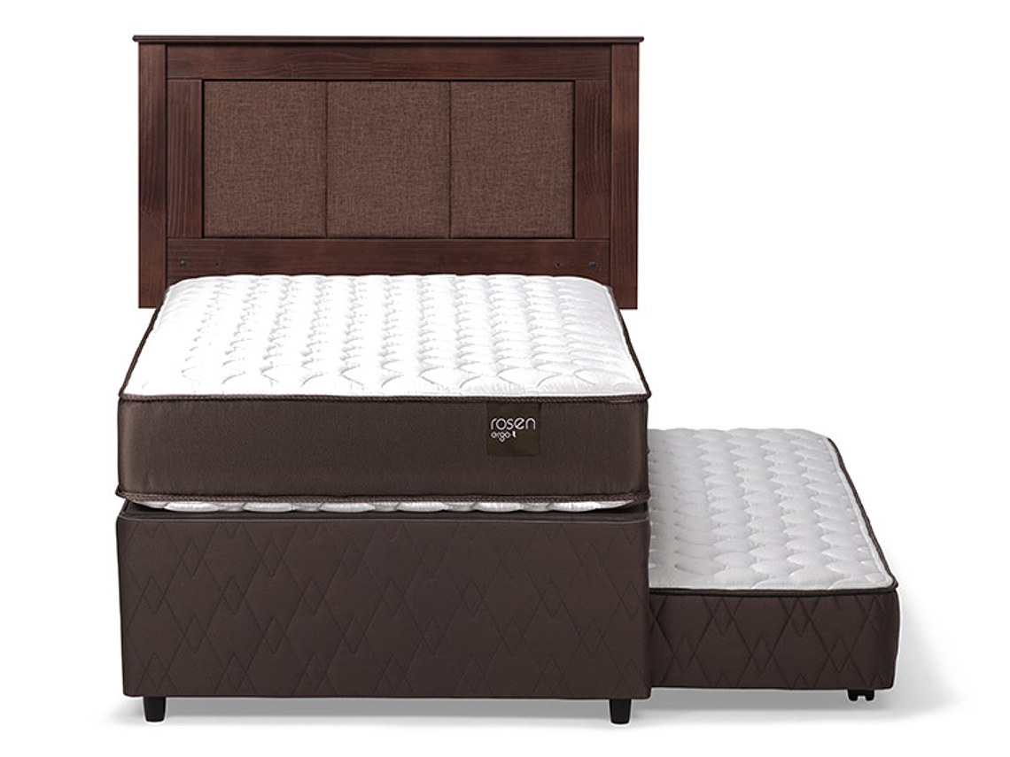 JUEGO DE DORMITORIO ROSEN CAMA DIVAN ERGO T 1.5 PLAZAS CAFÉ + RESPALDO RACHEL 2