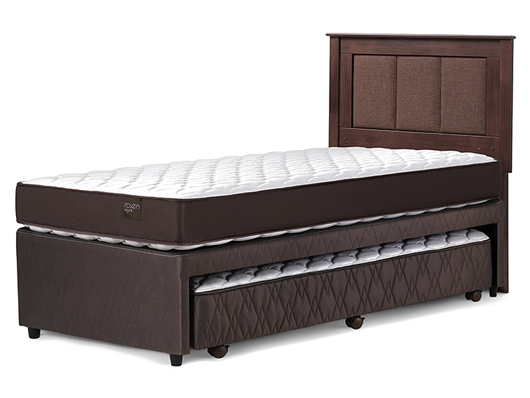 JUEGO DE DORMITORIO ROSEN CAMA DIVAN ERGO T 1.5 PLAZAS CAFÉ + RESPALDO RACHEL 3