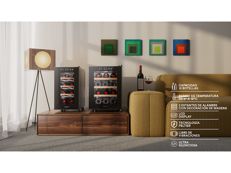 CAVA DE VINO TERMOELÉCTRICA 12 BOTELLAS PANEL TOUCH NOBLEX 4