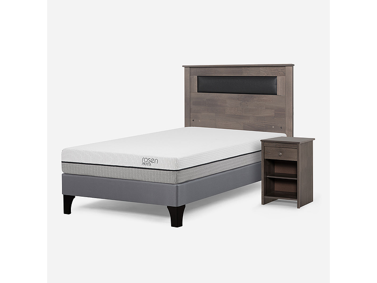 CAMA EUROPEA PRATTA 1,5 PLAZAS P. MADERA+MUEBLES FERRARA GRA 3