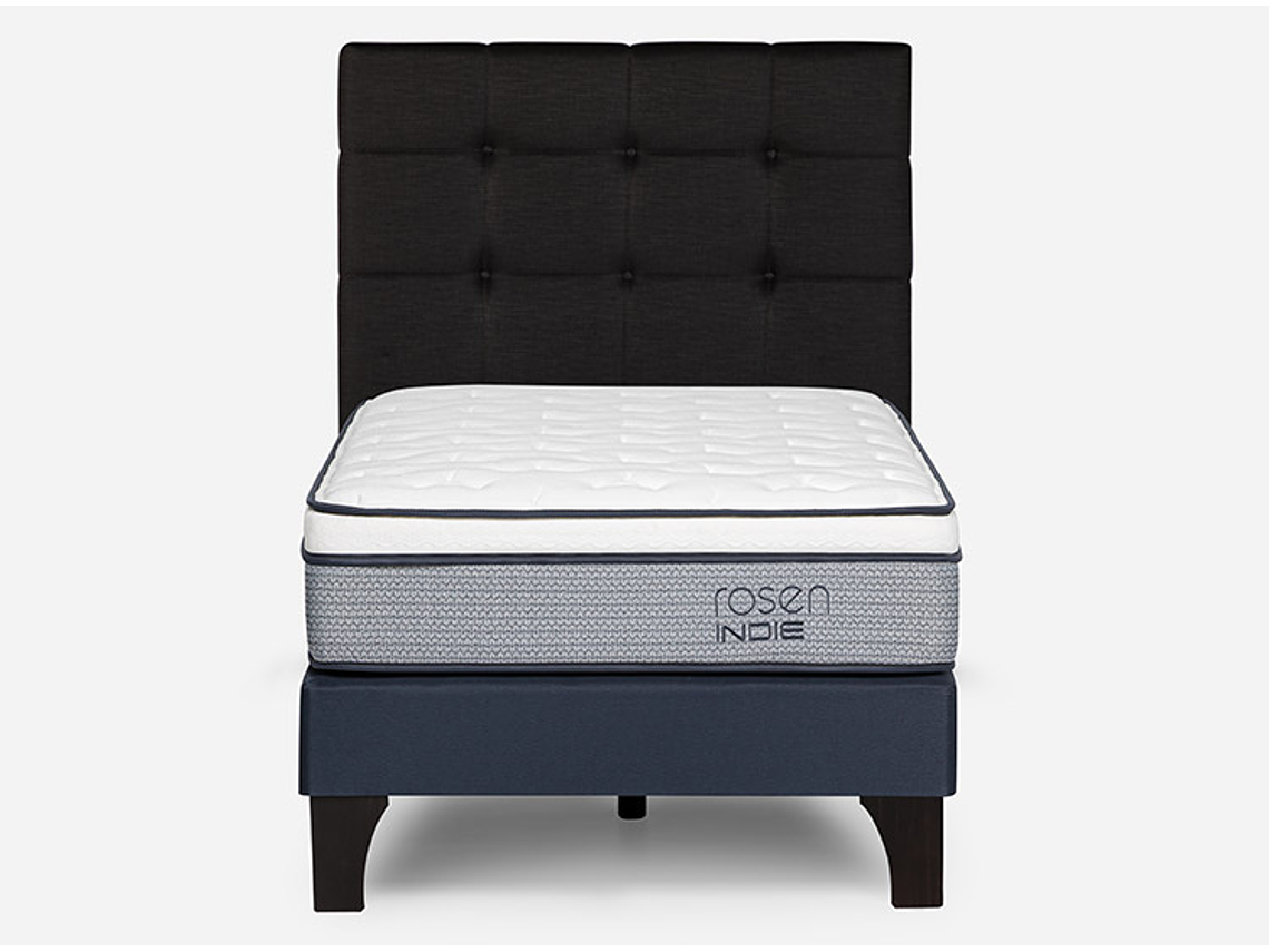 JUEGO DE DORMITORIO ROSEN CAMA EUROPEA INDIE 1.5 PLAZAS GRIS + RESPALDO ISSEY GRAFITO 1