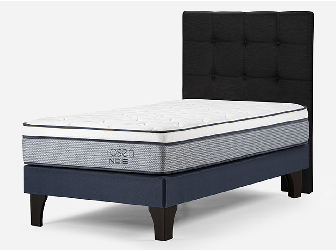 JUEGO DE DORMITORIO ROSEN CAMA EUROPEA INDIE 1.5 PLAZAS GRIS + RESPALDO ISSEY GRAFITO 2