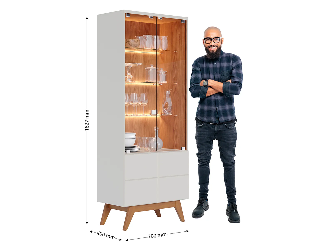 VITRINA DI PORETTI DESIGN NORONHA 4 PUERTAS BLANCO 3