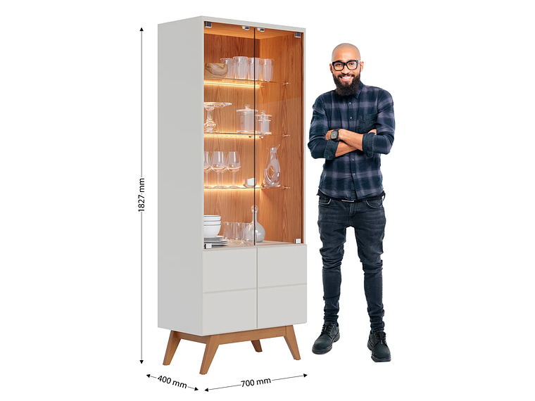 VITRINA DI PORETTI DESIGN NORONHA 4 PUERTAS BLANCO 3