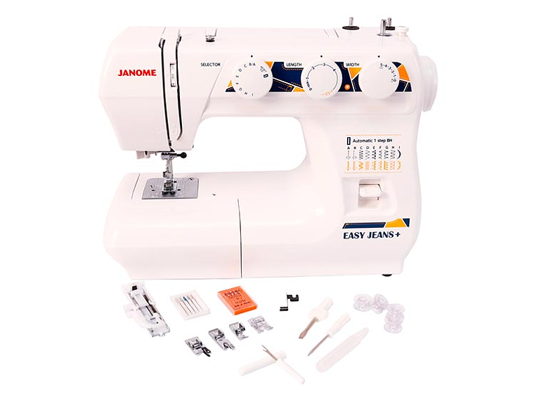 COMBO JANOME MAQUINA DE COSER EASY JEANS PLUS + OVERLOCK 8002D 2