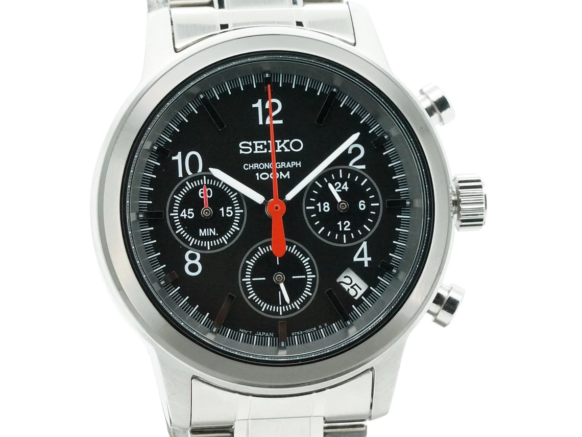 RELOJ DE PULSERA SEIKO SSB011 CRONOGRAFO ESFERA NEGRA 100M 1