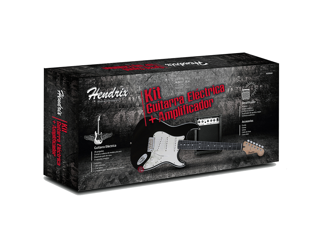 GUITARRA ELÉCTRICA HENDRIX 39 PULGADAS CON AMPLIFICADOR 10W - PS 7
