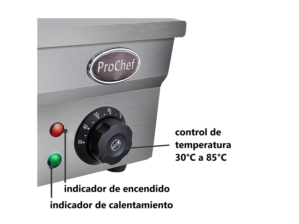 VITRINA PROCHEF CALOR BAÑO MARIA SOBREMESA 3 X GN 1/2PROCHEF 10