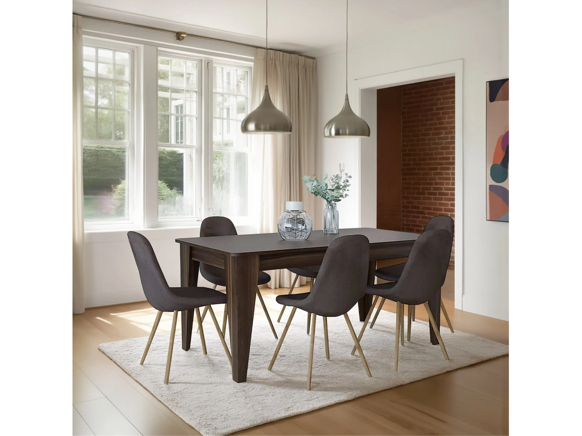 MESA DE COMEDOR 6 PUESTOS FM-007U CAFÉ OSCURO 9