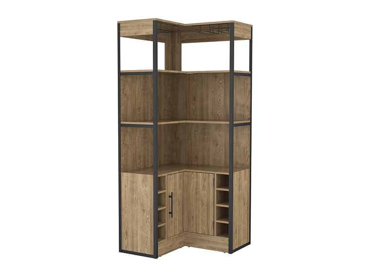 BAR ESQUINERO BOTELLEROS Y PORTACOPAS FM-005C CAFÉ CLARO 1