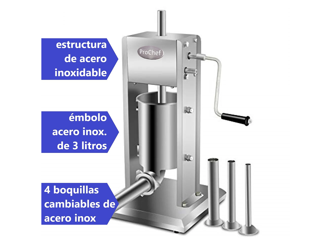 EMBUTIDORA VERTICAL 3 LITROS PROCHEF LÍNEA MANUAL 6