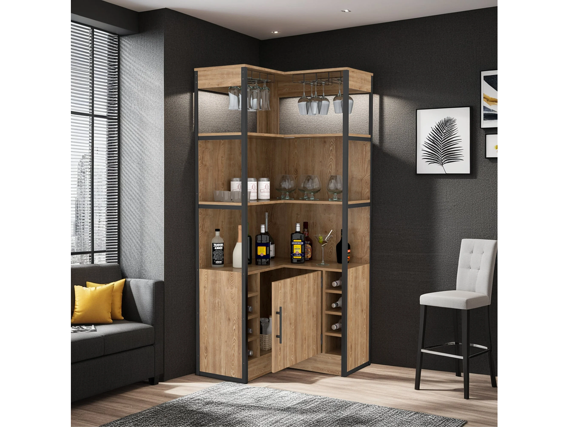 BAR ESQUINERO BOTELLEROS Y PORTACOPAS FM-005C CAFÉ CLARO 5