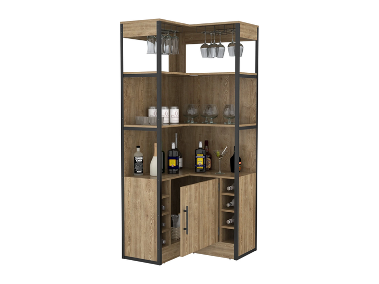 BAR ESQUINERO BOTELLEROS Y PORTACOPAS FM-005C CAFÉ CLARO 6