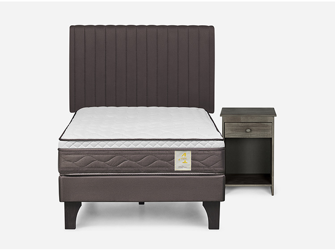 JUEGO DE DORMITORIO ROSEN CAMA EUROPEA NS4 PLUS 1.5 PLAZAS + SET LUCIO CHOCOLATE 1