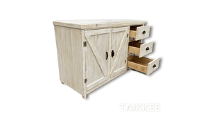 MUEBLE COCINA TAIKKEE MADERA 2 PUERTAS 3 CAJONES BLANCO RÚSTICO ALBAYALDE