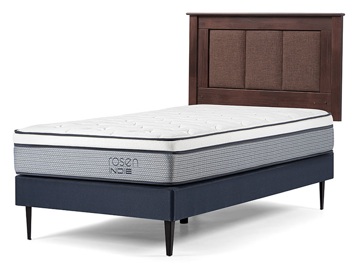 JUEGO DE DORMITORIO ROSEN CAMA EUROPEA INDIE 1.5 PLAZAS + SET RESPALDO RACHEL 2