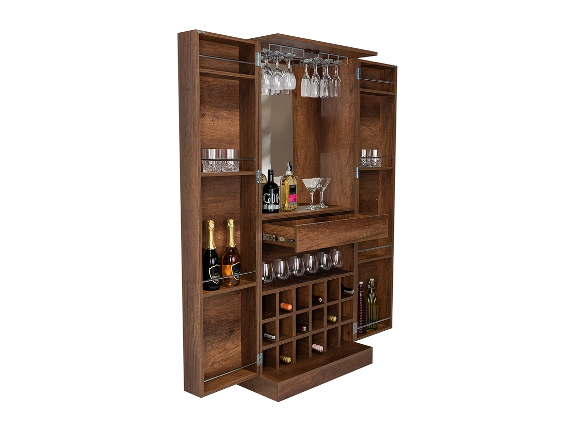 BAR ALTO EXTENSIBLE 18 BOTELLEROS FM-010O CAFÉ OSCURO 1