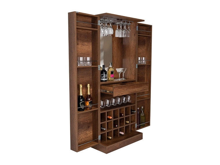 BAR ALTO EXTENSIBLE 18 BOTELLEROS FM-010O CAFÉ OSCURO 1