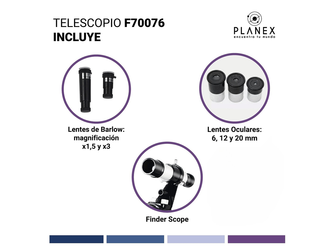 TELESCOPIO ASTRONÓMICO NEWTONIANO F70076 PLANEX + SOPORTE 4