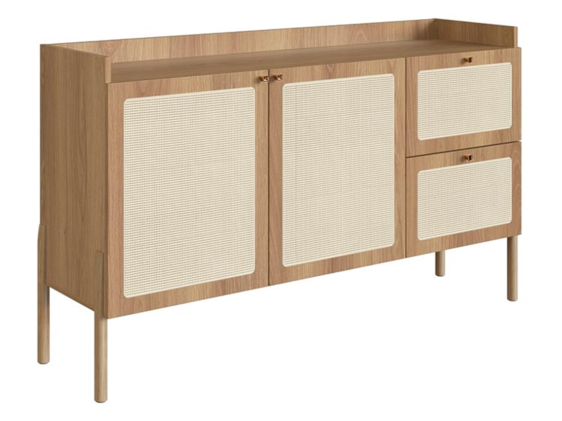 BUFFET DECOCASA OSLO 27969 RATAN 1.4 13 PUERTAS 2 CAJONES 2