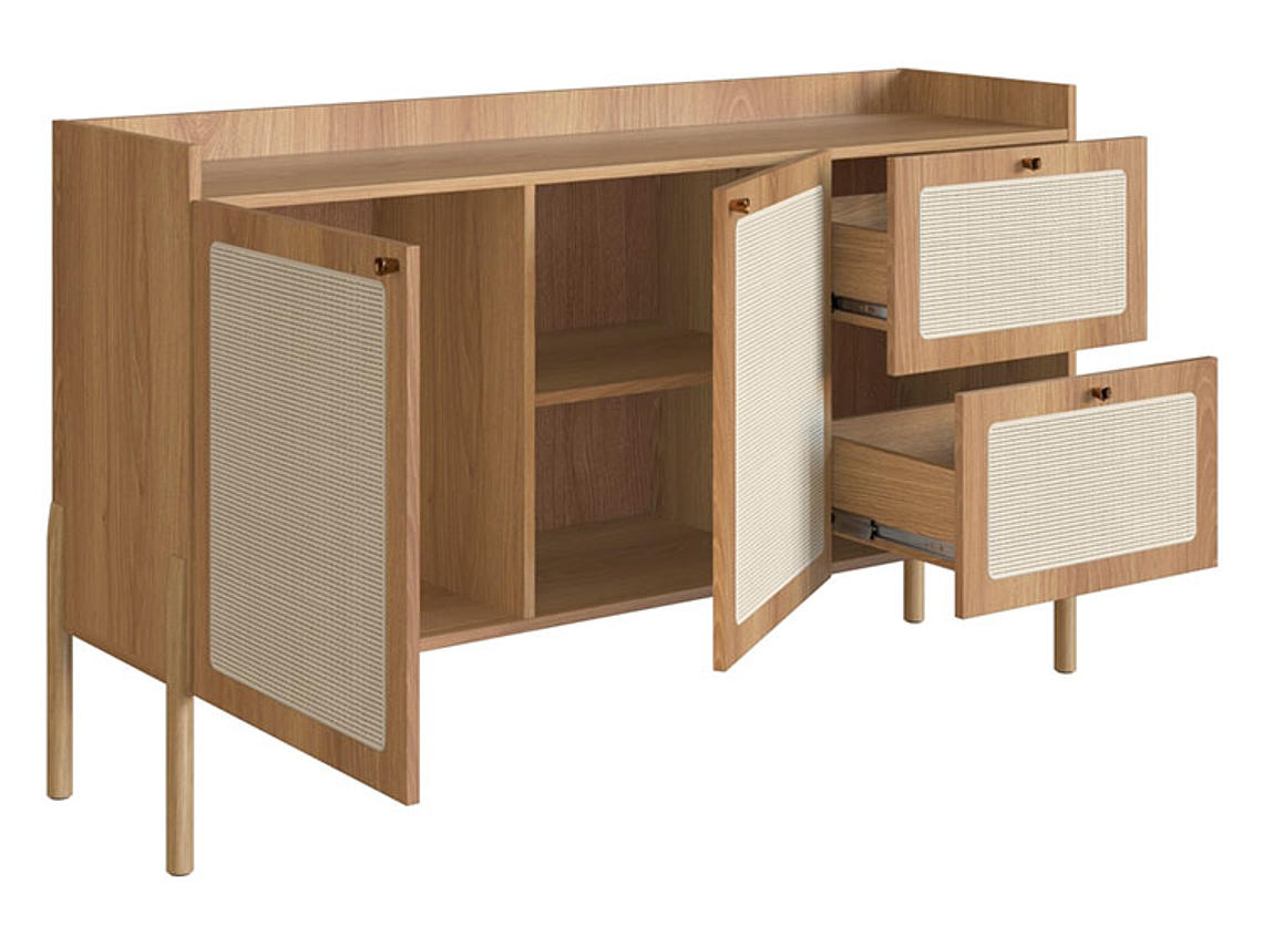 BUFFET DECOCASA OSLO 27969 RATAN 1.4 13 PUERTAS 2 CAJONES 3