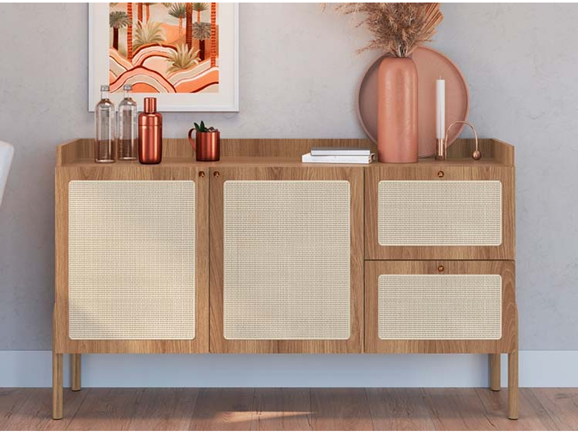 BUFFET DECOCASA OSLO 27969 RATAN 1.4 13 PUERTAS 2 CAJONES 5