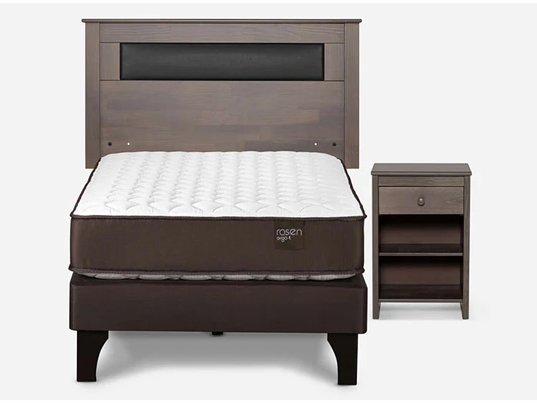 JUEGO DE DORMITORIO ROSEN CAMA EUROPEA ERGO T 1.5 PLAZAS + SET FERRARA 1