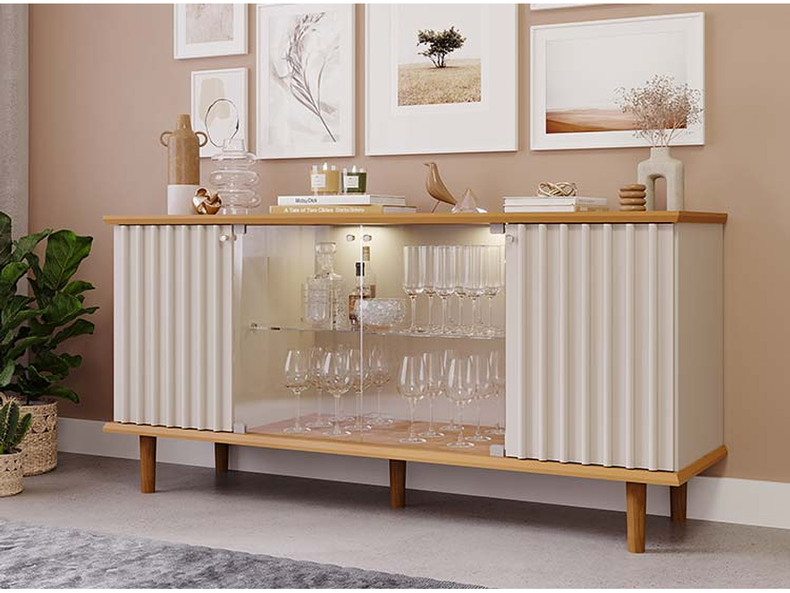 BUFFET DECOCASA JANICE LED OFF WHITE 1