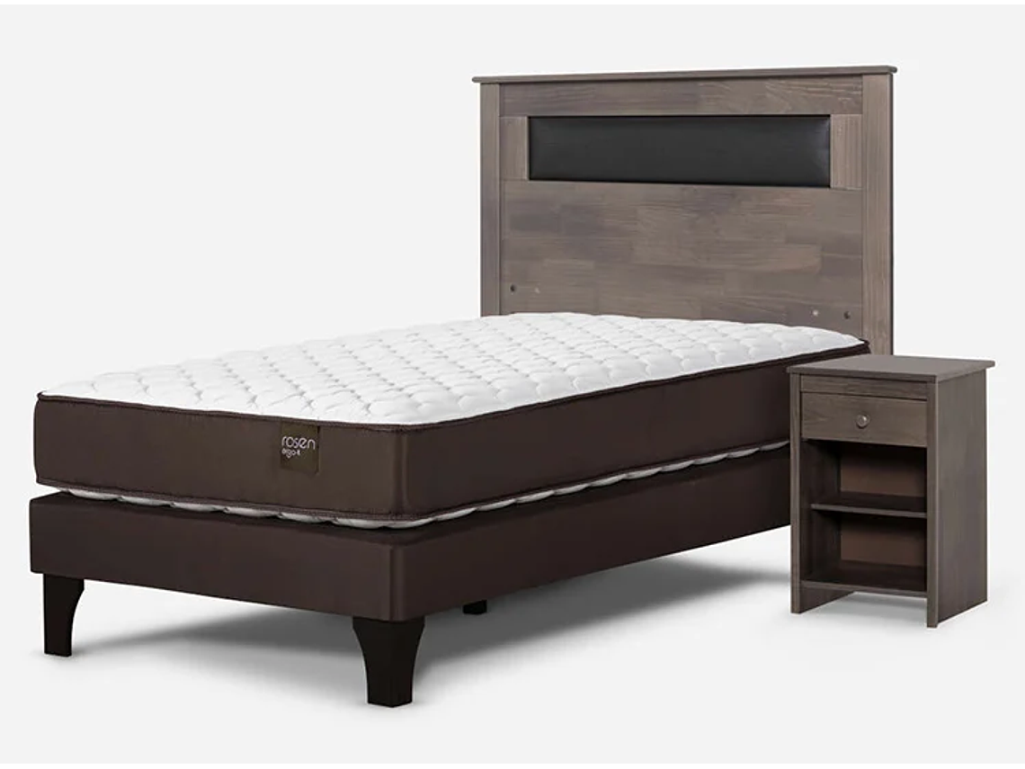 JUEGO DE DORMITORIO ROSEN CAMA EUROPEA ERGO T 1.5 PLAZAS + SET FERRARA 2
