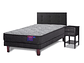 JUEGO DE DORMITORIO FLEX CAMA EUROPEA THERAPEDIC PLUS BOX 1.5 PLAZAS + RESPALDO ROYAL NEGRO + VELADOR ROVER - Miniatura 1