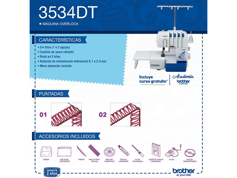 MAQUINA DE COSER BROTHER OVERLOCK 3534DT 5