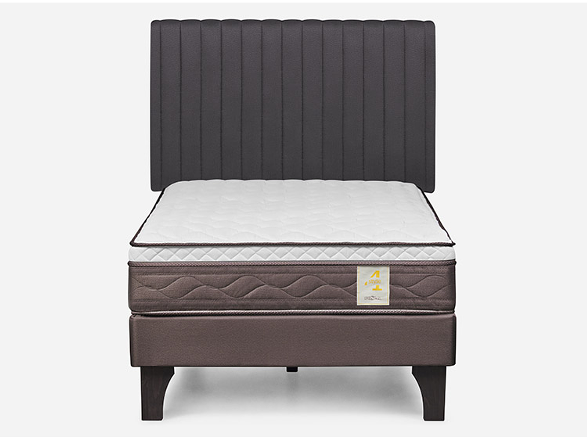 JUEGO DE DORMITORIO ROSEN CAMA EUROPEA NEW STYLE 4 PLUS 1.5 PLAZAS + RESPALDO LUCIO GRAFITO 1