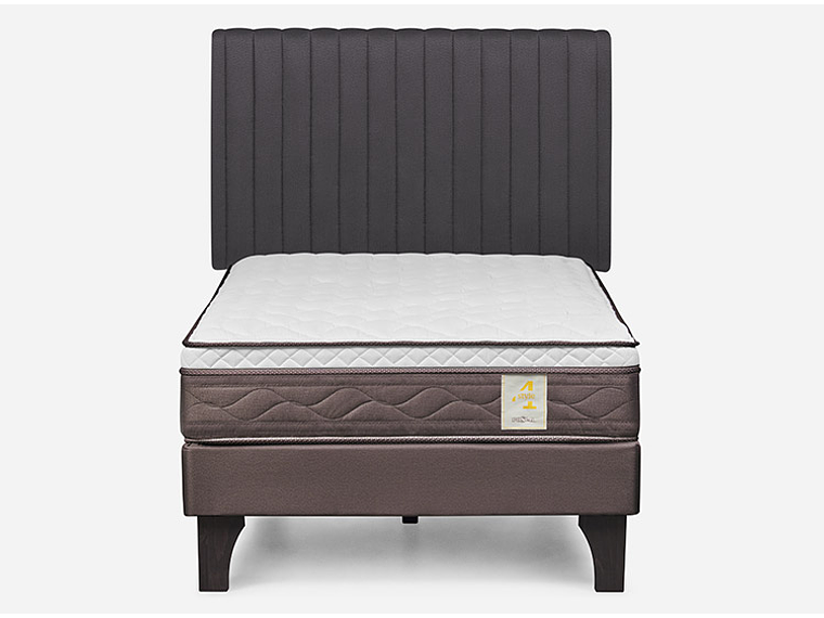 JUEGO DE DORMITORIO ROSEN CAMA EUROPEA NEW STYLE 4 PLUS 1.5 PLAZAS + RESPALDO LUCIO GRAFITO 1