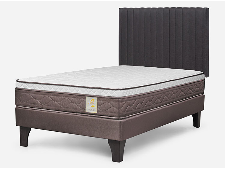 JUEGO DE DORMITORIO ROSEN CAMA EUROPEA NEW STYLE 4 PLUS 1.5 PLAZAS + RESPALDO LUCIO GRAFITO 2