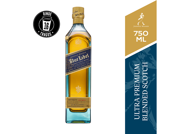WHISKY JOHNNIE WALKER BOTELLA VIDRIO 750 CC BLUE LABEL 40° 1
